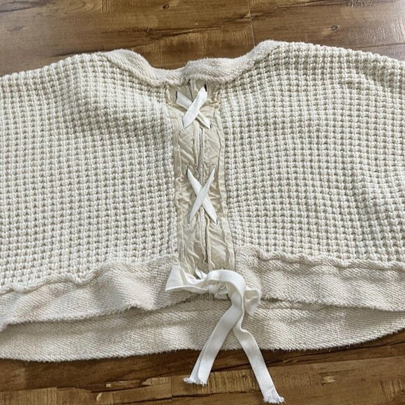 Womens Free people FP knit top ribbon back size large l beige - Picture 4 of 7